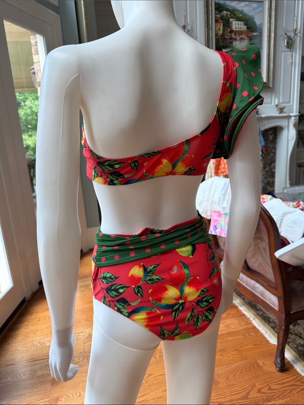 Source Unknown Red and Green One-Shoulder High-Waist Bikini Set - Picture 7 of 12